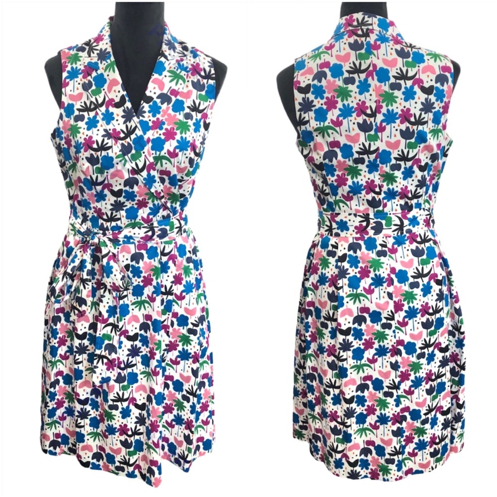 Anne Klein Iznik Blue Orchid Faux Wrap Sleeveless Midi Dress Size 6 New - Picture 1 of 10